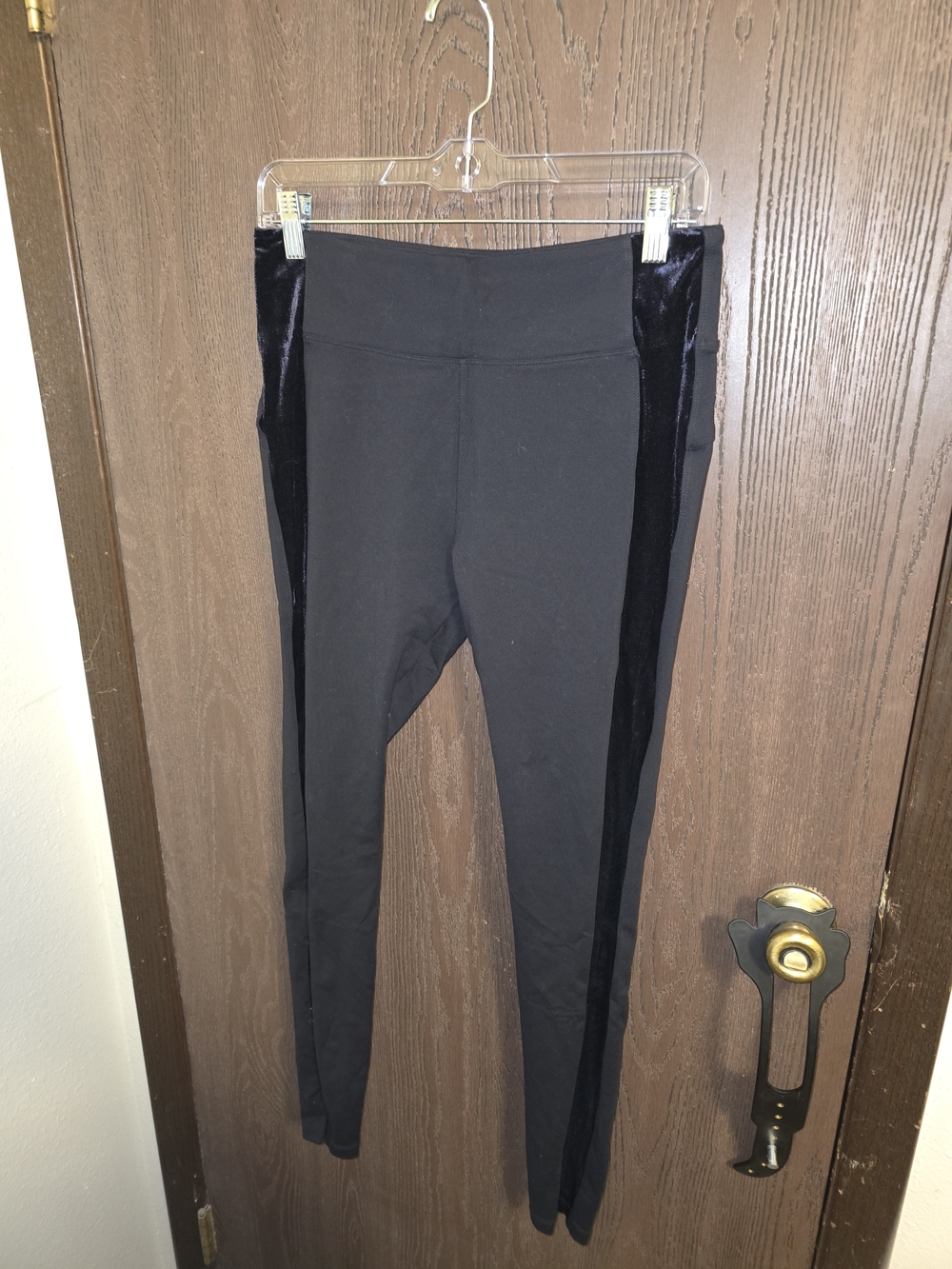 Athleta Black Velvet-Trim Leggings
